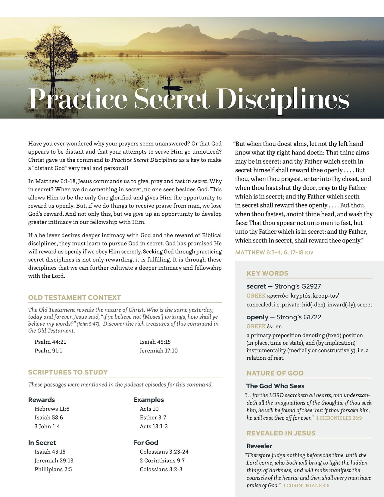 Lay Up Treasures - Podcast Study Guide