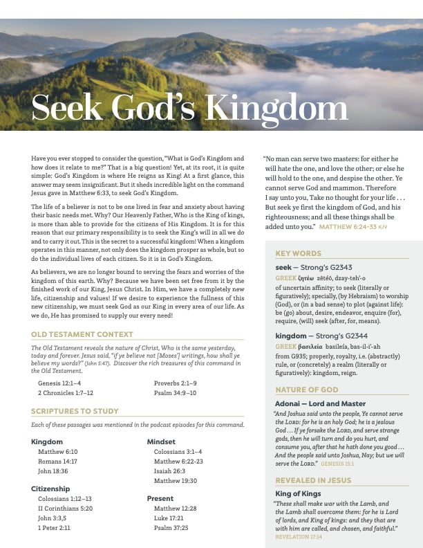 Lay Up Treasures - Podcast Study Guide